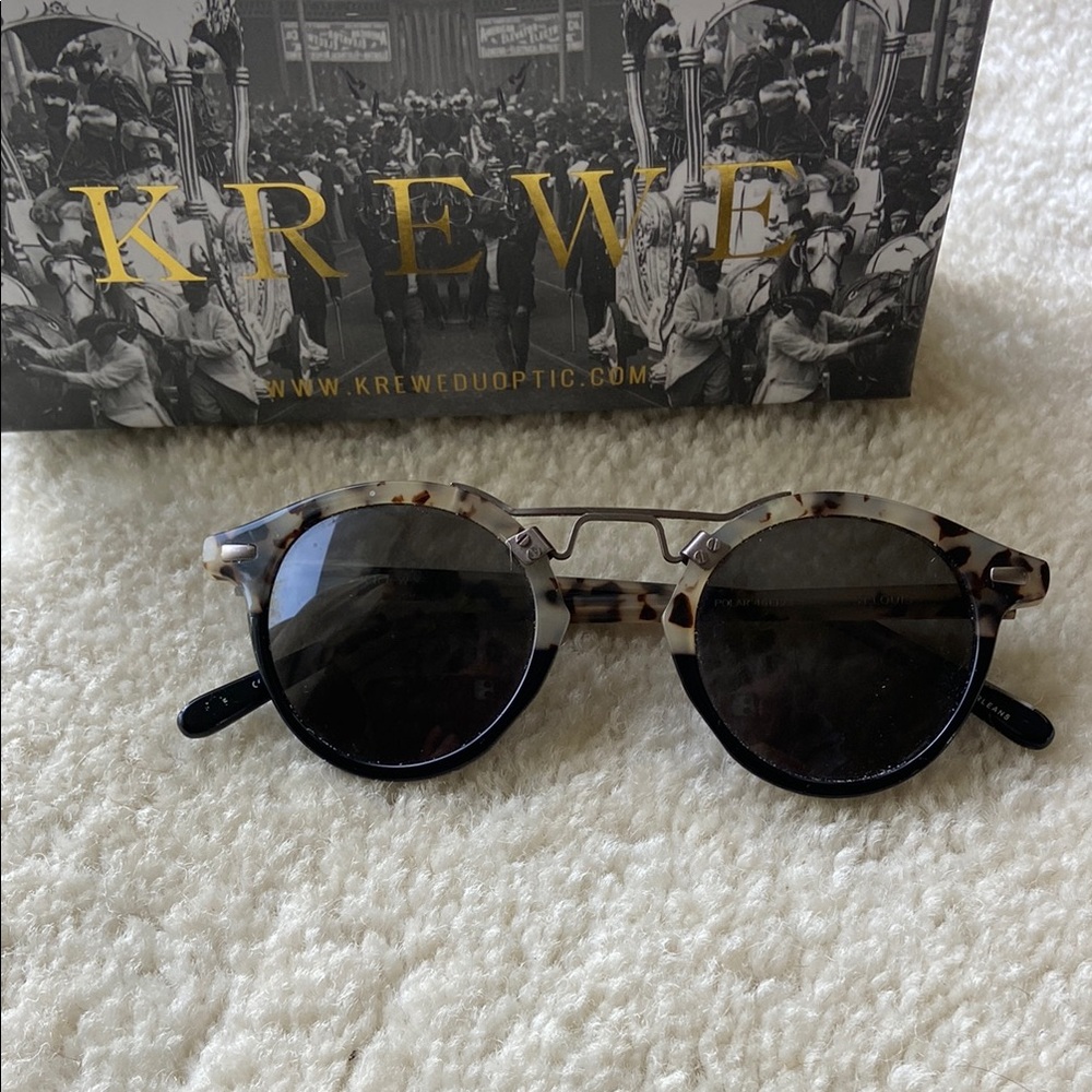 KREWE St. Louis Matte Oyster & Black Sunglasses